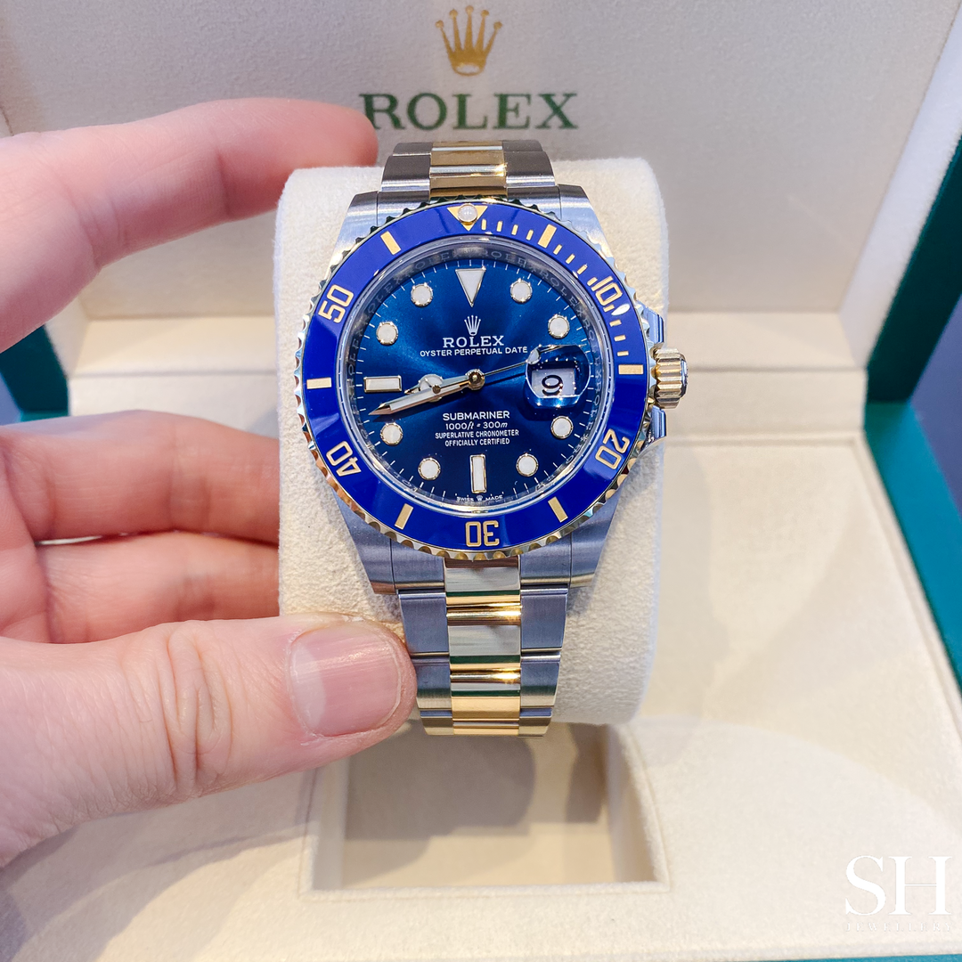 Rolex Submariner-Date 41mm 'Bluesy' Steel/YG Blue Dial Button Markers 2025 Ref m126613lb-0002 (#977)
