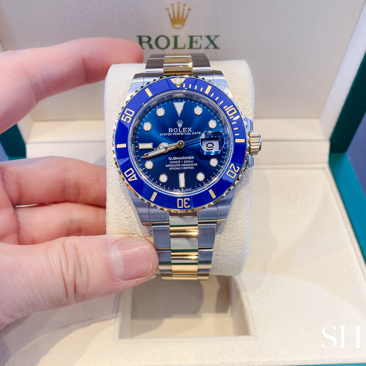 Rolex Submariner-Date 41mm 'Bluesy' Steel/YG Blue Dial Button Markers 2025 Ref m126613lb-0002 (#977)