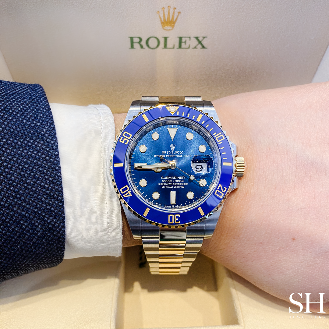 Rolex Submariner-Date 41mm 'Bluesy' Steel/YG Blue Dial Button Markers 2025 Ref m126613lb-0002 (#977)