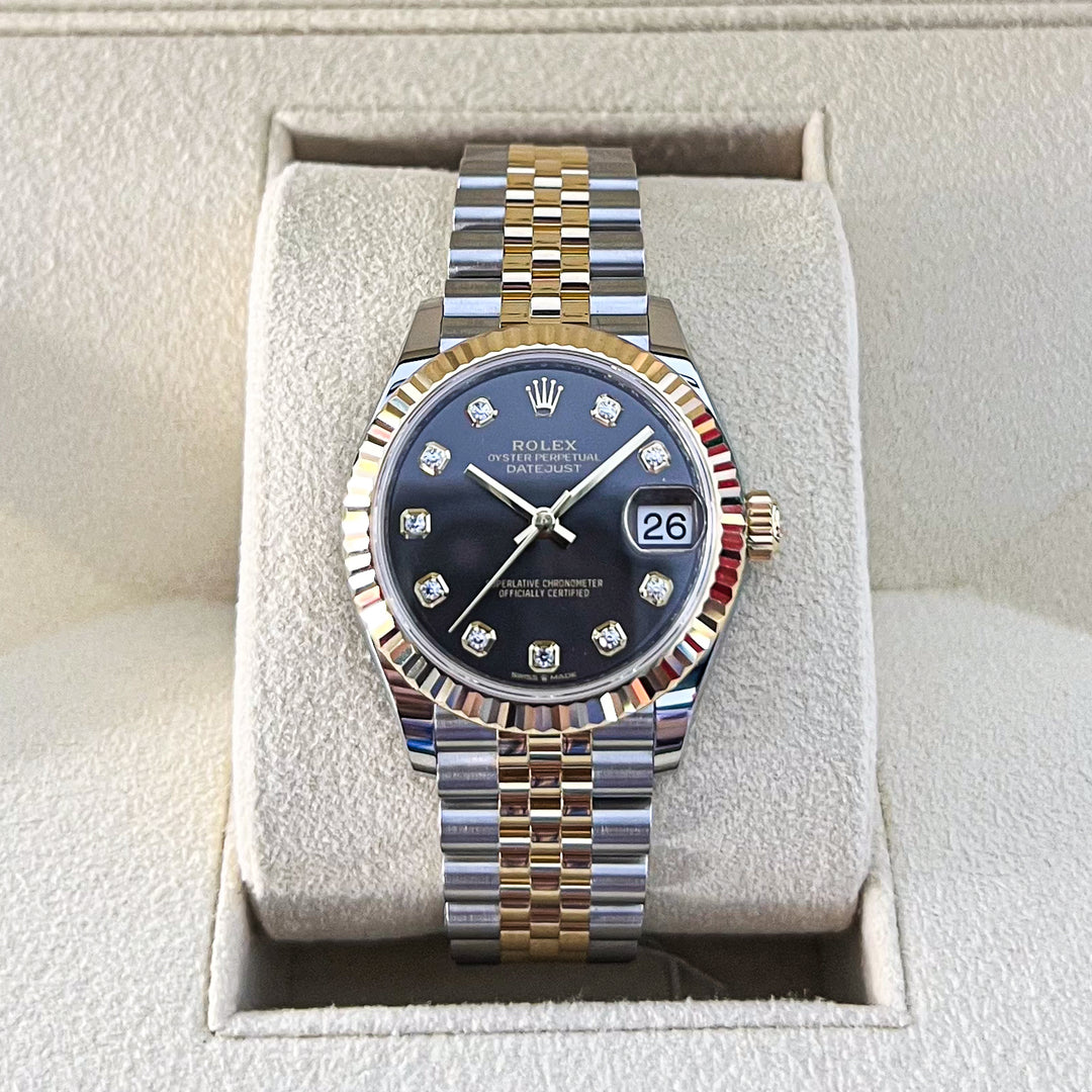 Rolex Datejust31 31mm Steel/YG Dark Grey Dial Diamond Markers 2024 Ref m278273-0022 (#862)