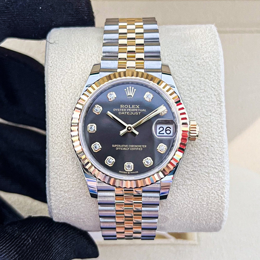 Rolex Datejust31 31mm Steel/YG Dark Grey Dial Diamond Markers 2024 Ref m278273-0022 (#862)