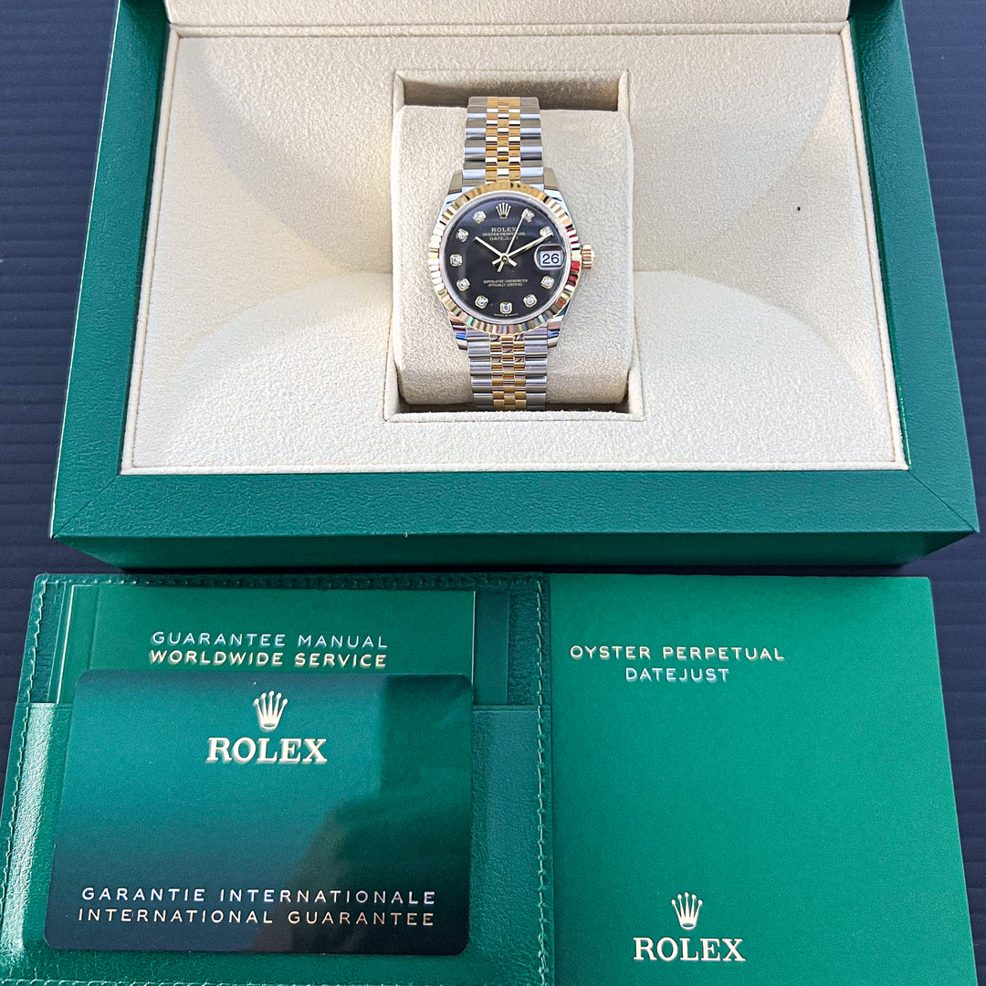 Rolex Datejust31 31mm Steel/YG Dark Grey Dial Diamond Markers 2024 Ref m278273-0022 (#862)