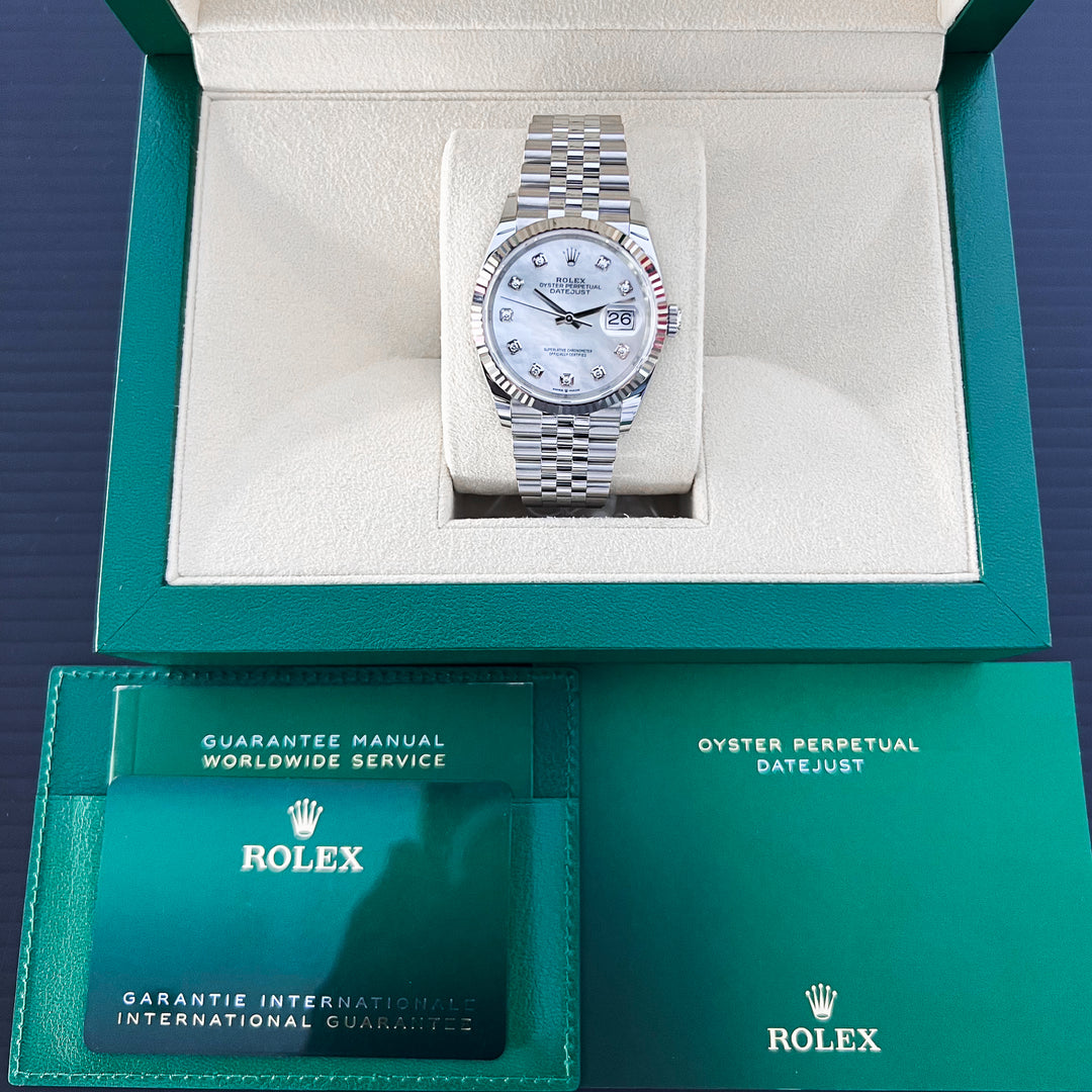 Rolex Datejust36 36mm Steel MOP Dial Diamond Markers 2024 Ref m126234-0019 (#877)