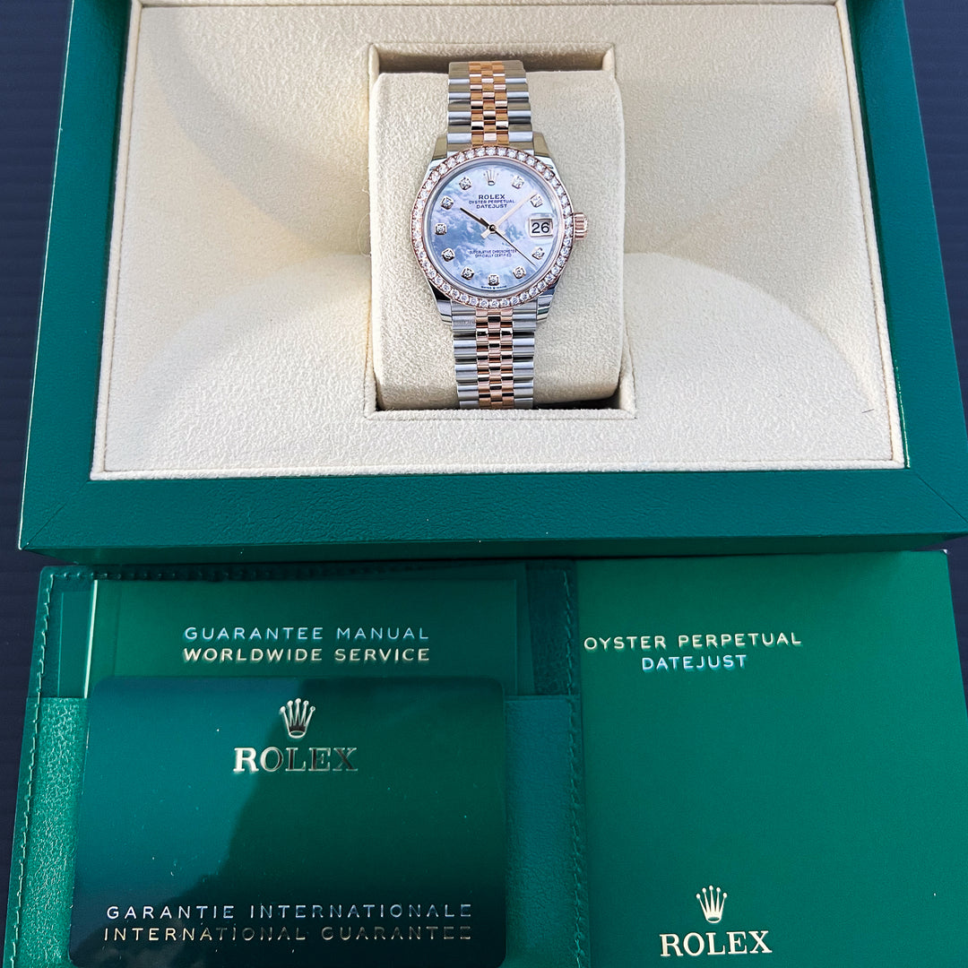 Rolex Datejust31 31mm Steel/RG MOP Dial Diamond Markers 2024 Ref m278381rbr-0026 (#878)