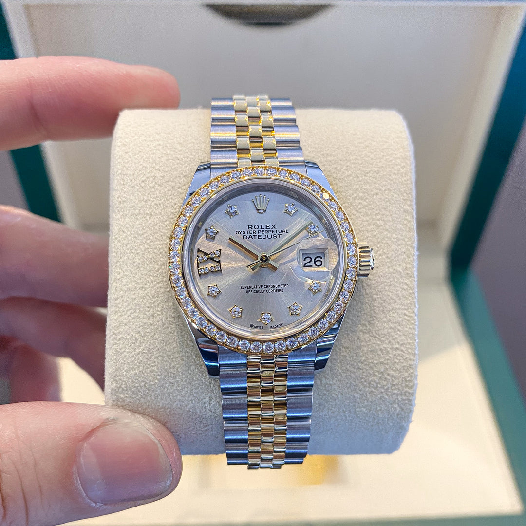 Rolex Datejust28 28mm Steel/YG Silver Dial Diamond Markers 2023 Ref m279383rbr-0003 (#512)