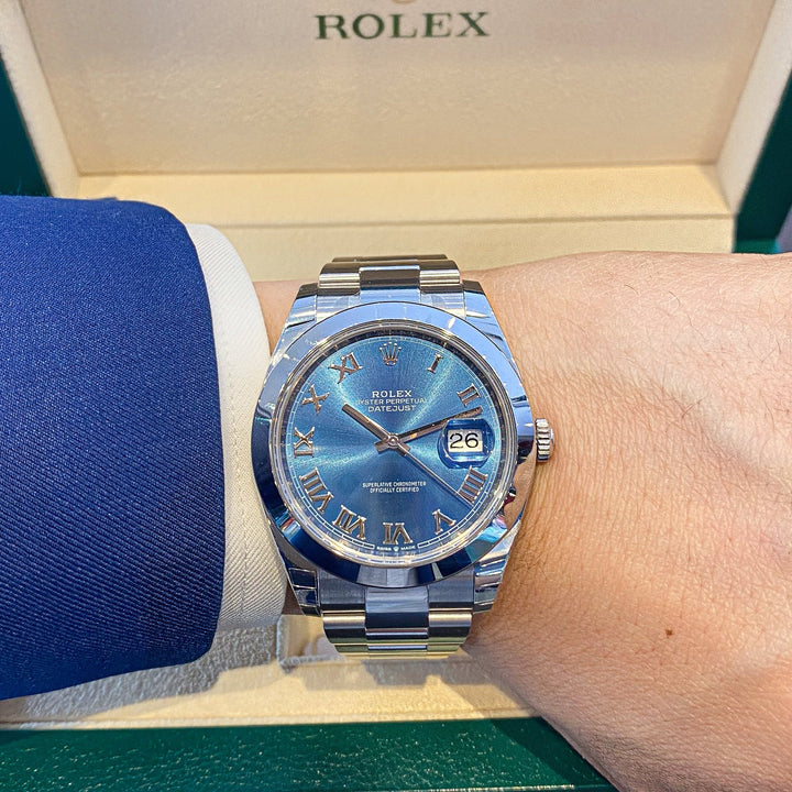Rolex Datejust41 41mm Steel Azzurro Blue Dial Numeral Markers 2024 Ref m126300-0017 (#829)