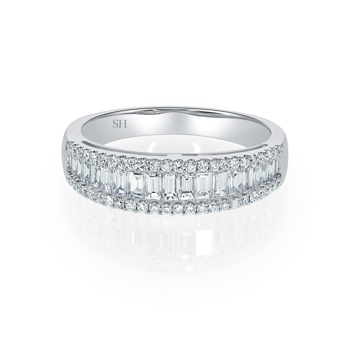 Tapered Baguette Diamond Panel with Pave Trim (slim) - W0445