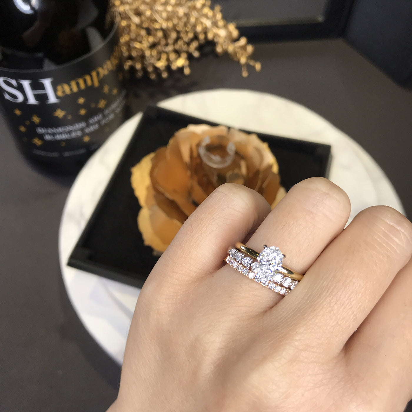 Delicate Oval & Pear Diamond Wedding Ring | Berlinger Jewelry