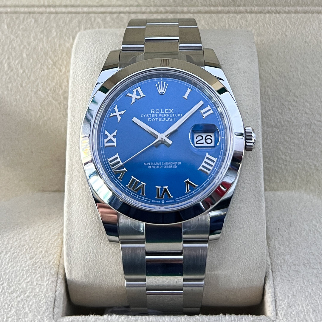 Rolex Datejust41 41mm Steel Azzurro Blue Dial Numeral Markers 2025 Ref m126300-0017 (#1026)