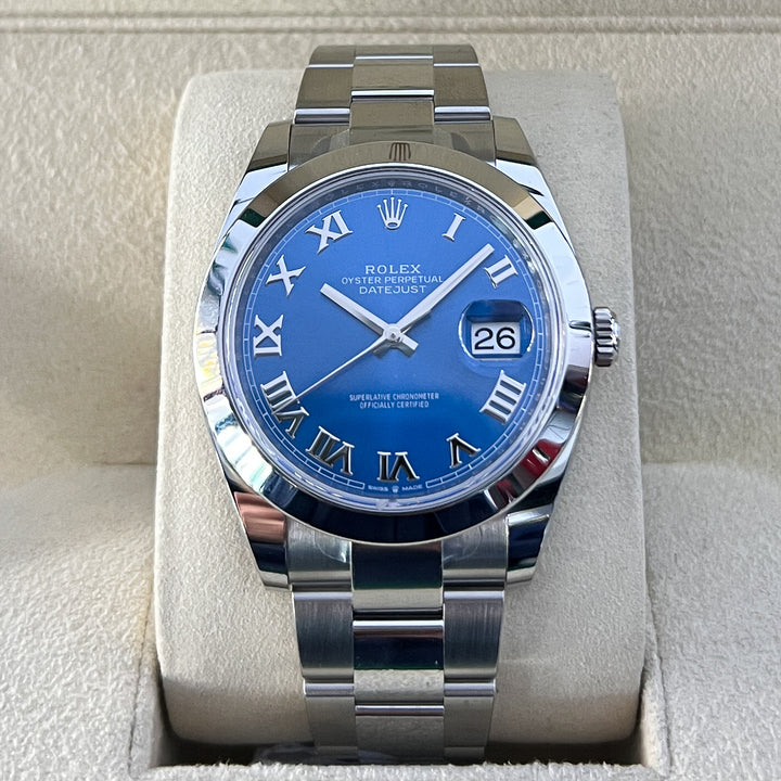 Rolex Datejust41 41mm Steel Azzurro Blue Dial Numeral Markers 2025 Ref m126300-0017 (#1026)