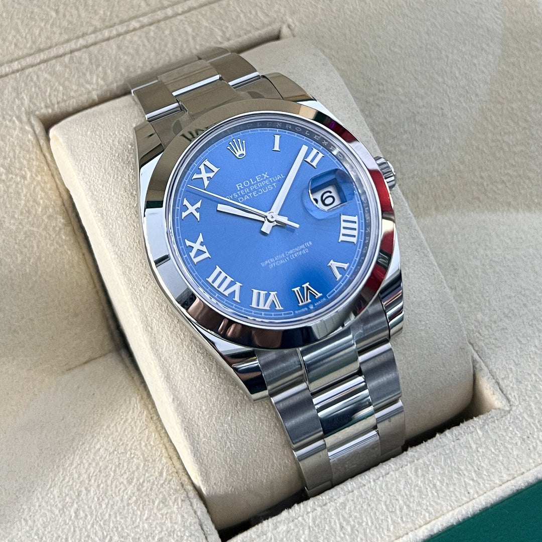 Rolex Datejust41 41mm Steel Azzurro Blue Dial Numeral Markers 2025 Ref m126300-0017 (#1026)