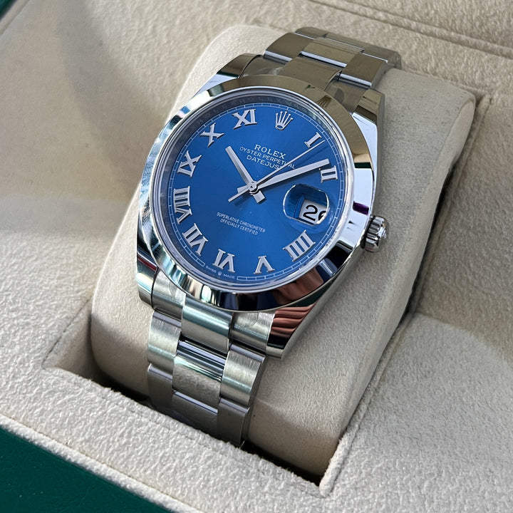 Rolex Datejust41 41mm Steel Azzurro Blue Dial Numeral Markers 2025 Ref m126300-0017 (#1026)