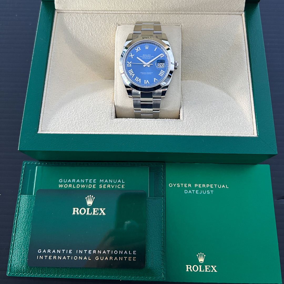 Rolex Datejust41 41mm Steel Azzurro Blue Dial Numeral Markers 2025 Ref m126300-0017 (#1026)