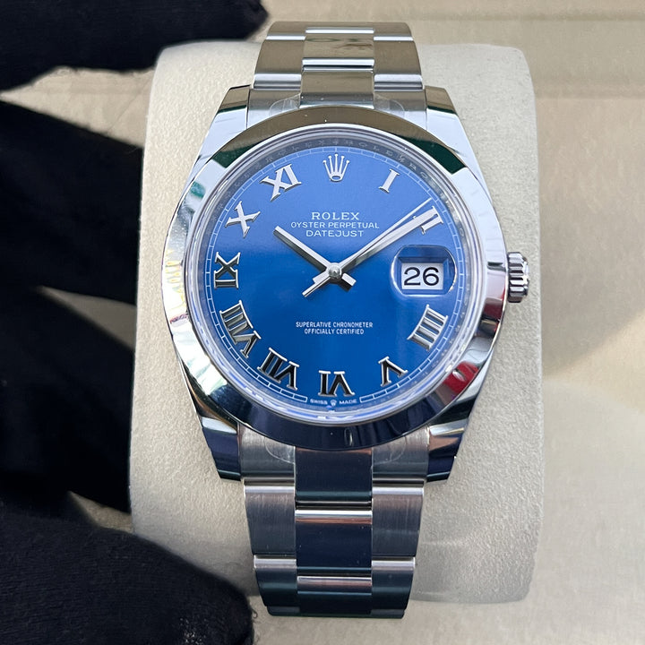 Rolex Datejust41 41mm Steel Azzurro Blue Dial Numeral Markers 2025 Ref m126300-0017 (#1026)