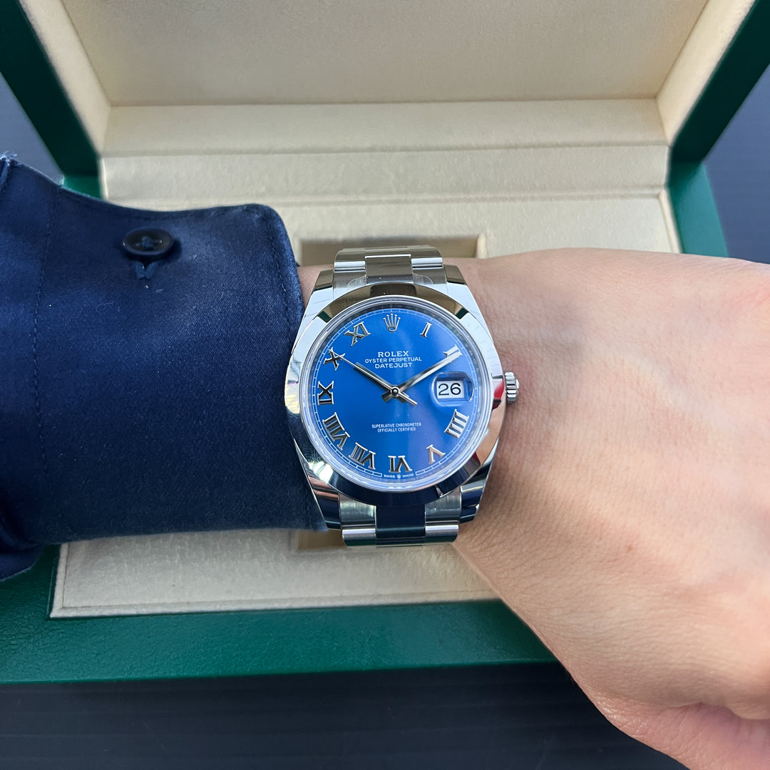 Rolex Datejust41 41mm Steel Azzurro Blue Dial Numeral Markers 2025 Ref m126300-0017 (#1026)
