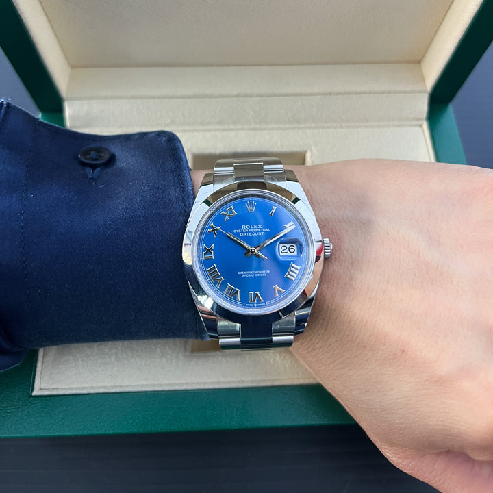 Rolex Datejust41 41mm Steel Azzurro Blue Dial Numeral Markers 2025 Ref m126300-0017 (#1026)