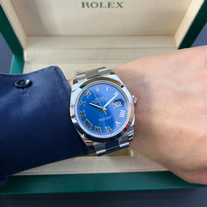 Rolex Datejust41 41mm Steel Azzurro Blue Dial Numeral Markers 2025 Ref m126300-0017 (#1026)