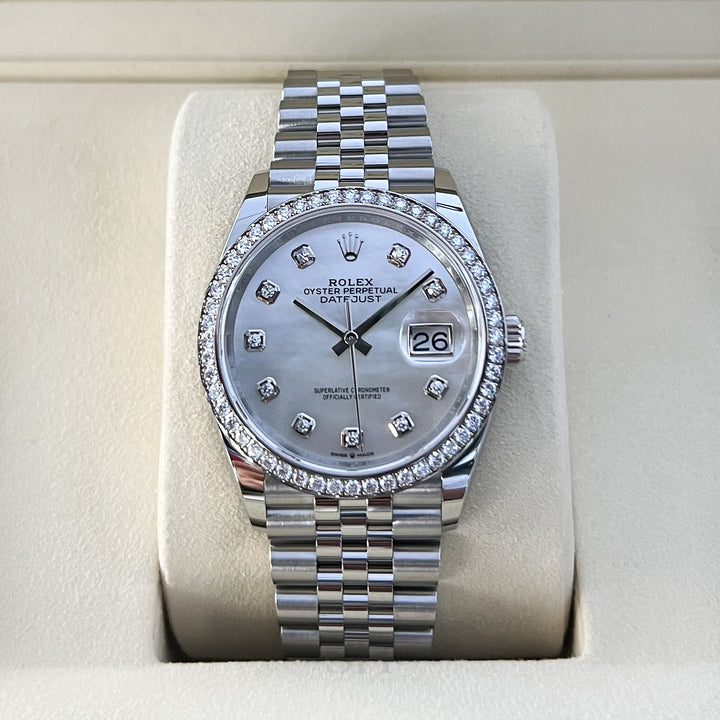 Rolex Datejust36 36mm Steel/WG MOP Dial Diamond Markers 2025 Ref m126284rbr-0011 (#1053)