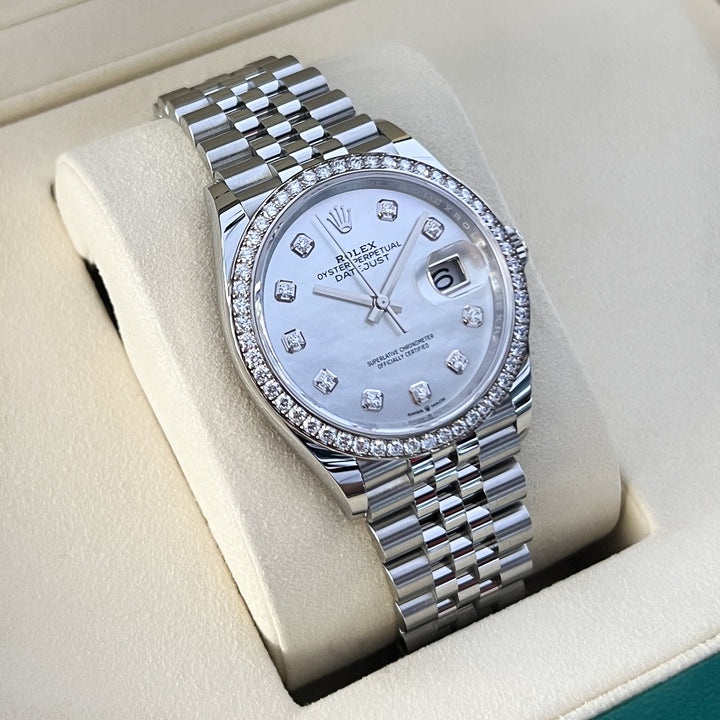 Rolex Datejust36 36mm Steel/WG MOP Dial Diamond Markers 2025 Ref m126284rbr-0011 (#1053)