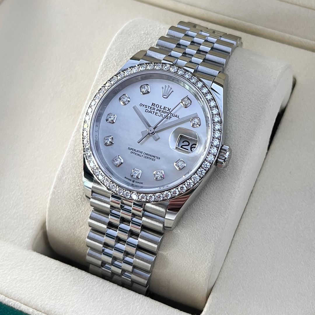 Rolex Datejust36 36mm Steel/WG MOP Dial Diamond Markers 2025 Ref m126284rbr-0011 (#1053)