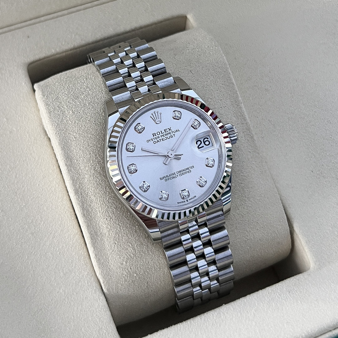 Rolex Datejust31 31mm Steel/WG Silver Dial Diamond Markers 2025 Ref m278274-0030 (#1062)