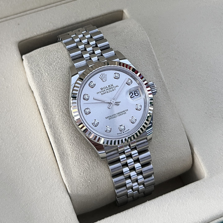 Rolex Datejust31 31mm Steel/WG Silver Dial Diamond Markers 2025 Ref m278274-0030 (#1062)