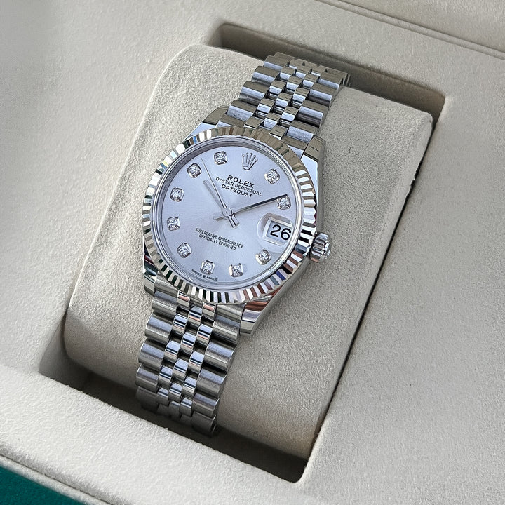 Rolex Datejust31 31mm Steel/WG Silver Dial Diamond Markers 2025 Ref m278274-0030 (#1062)