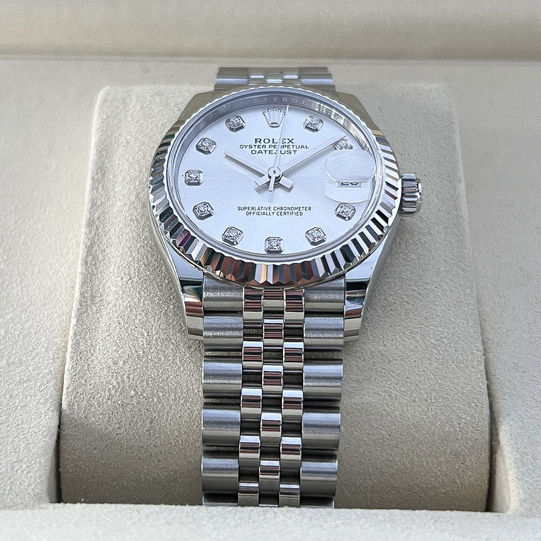 Rolex Datejust31 31mm Steel/WG Silver Dial Diamond Markers 2025 Ref m278274-0030 (#1062)