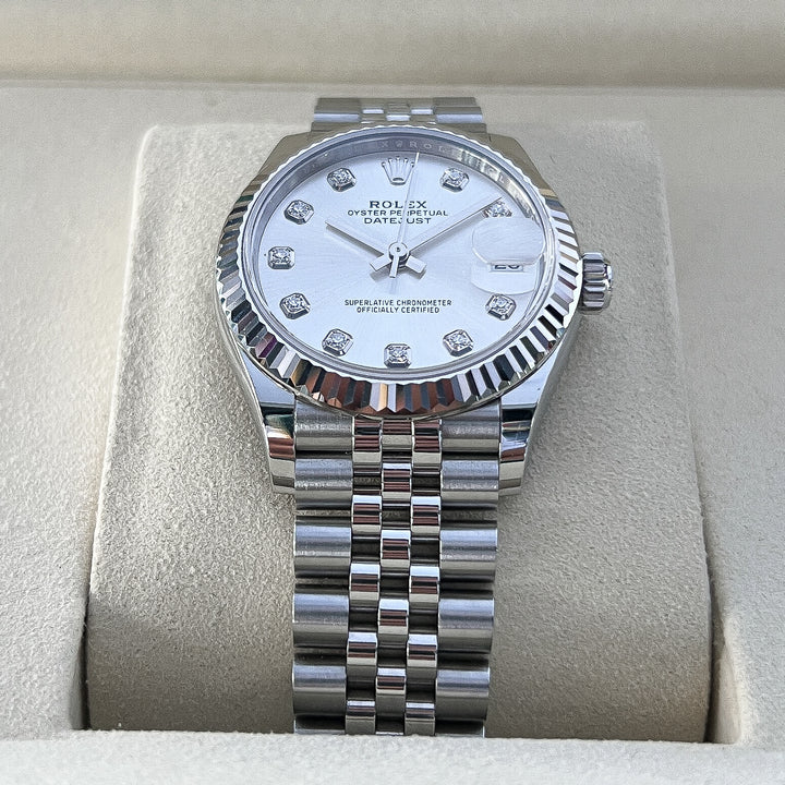 Rolex Datejust31 31mm Steel/WG Silver Dial Diamond Markers 2025 Ref m278274-0030 (#1062)
