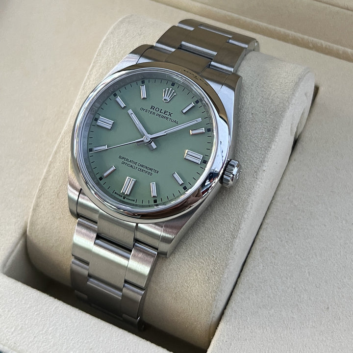 Rolex Oyster Perpetual36 36mm Steel Pistachio Dial Stick Markers 2025 Ref m126000-0011 (#1081)