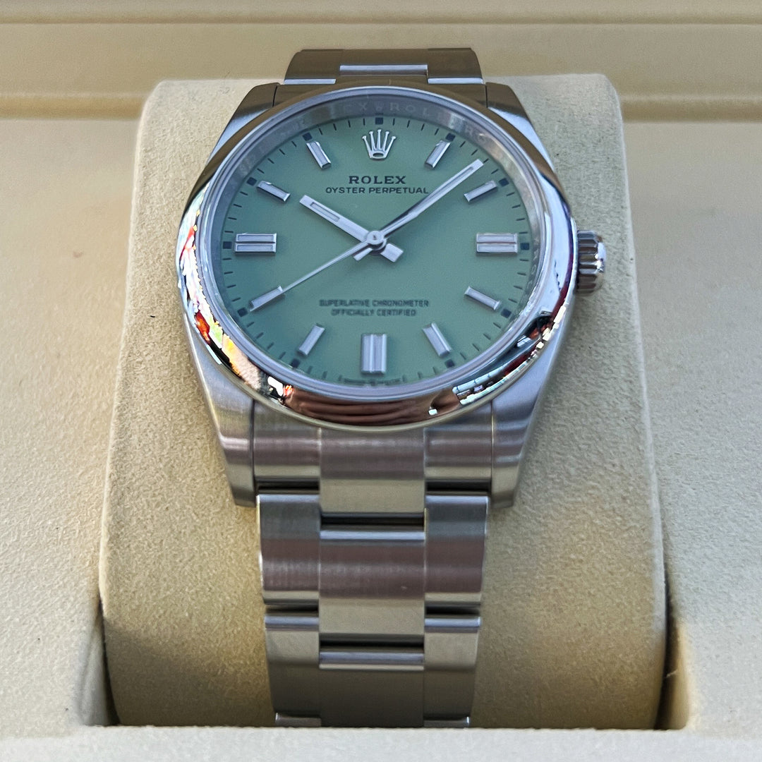 Rolex Oyster Perpetual36 36mm Steel Pistachio Dial Stick Markers 2025 Ref m126000-0011 (#1081)