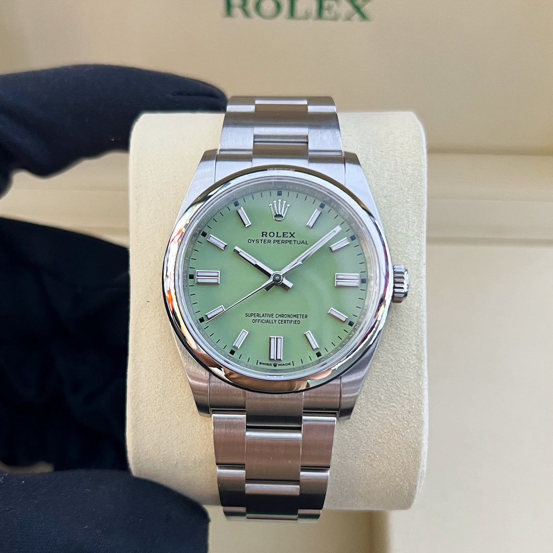 Rolex Oyster Perpetual36 36mm Steel Pistachio Dial Stick Markers 2025 Ref m126000-0011 (#1081)