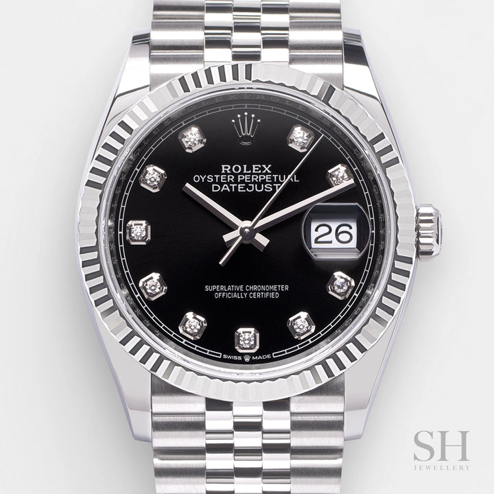 Rolex Datejust36 36mm Steel/WG Black Dial Diamond Markers 2024 Ref m126234-0027 (#723)
