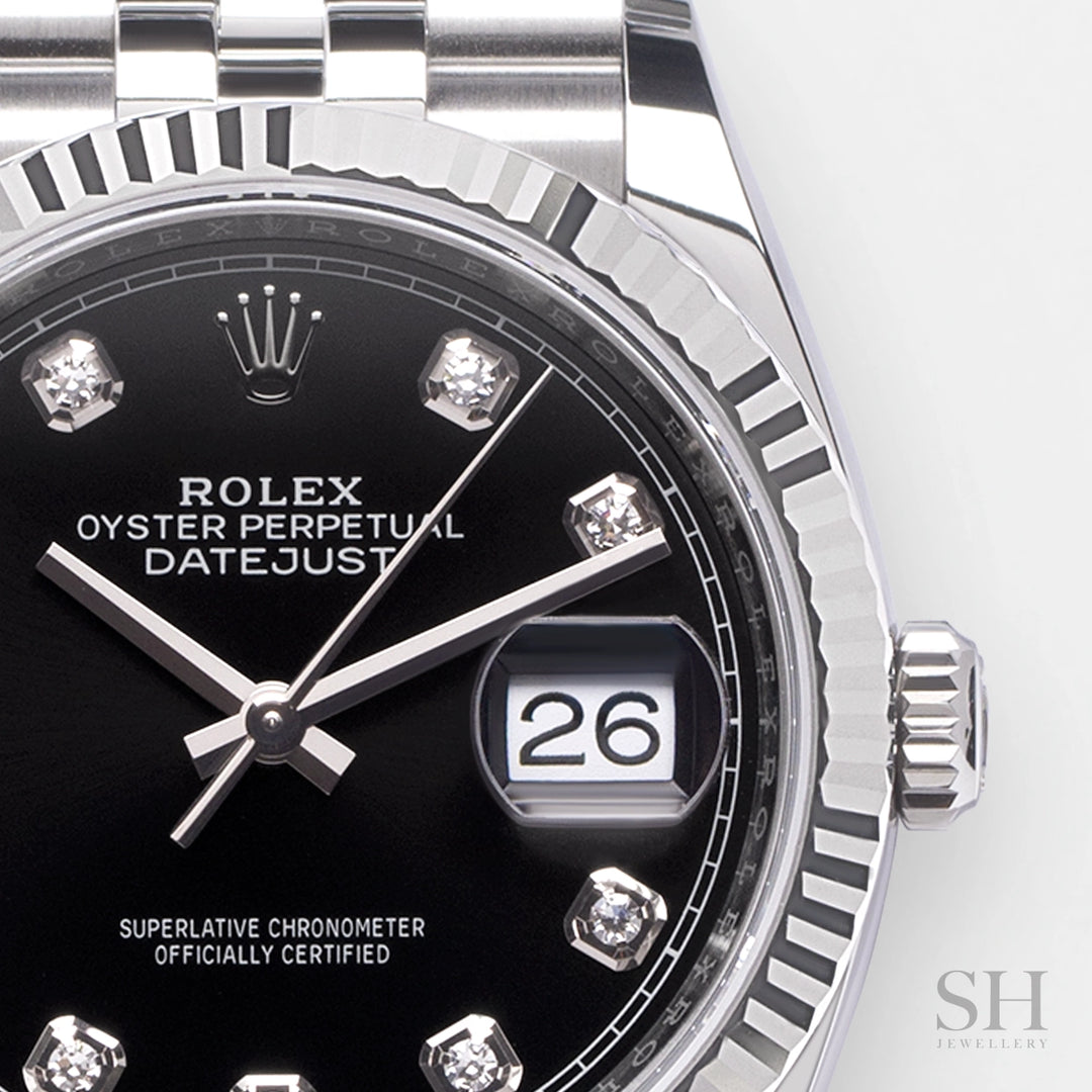 Rolex Datejust36 36mm Steel/WG Black Dial Diamond Markers 2024 Ref m126234-0027 (#723)
