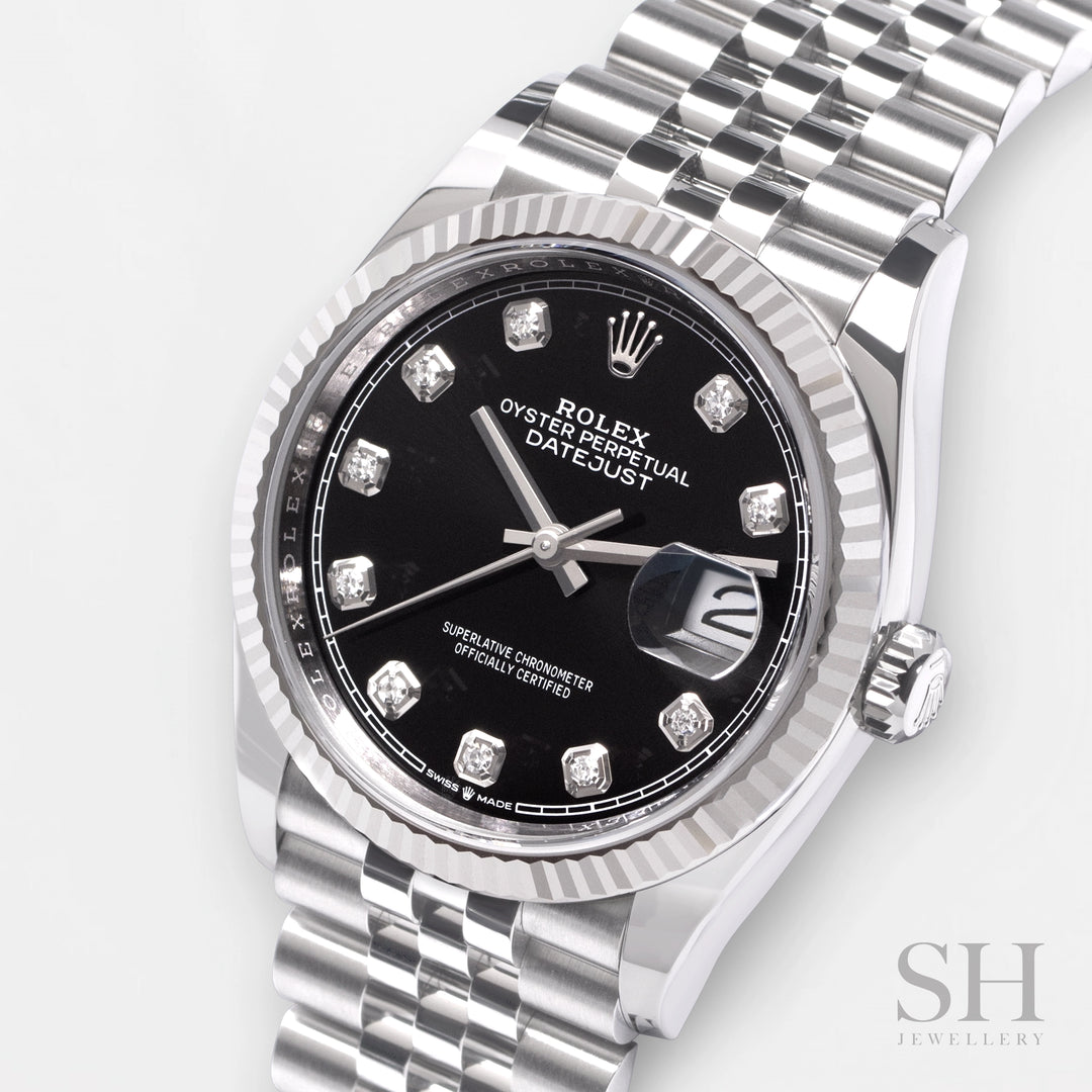 Rolex Datejust36 36mm Steel/WG Black Dial Diamond Markers 2024 Ref m126234-0027 (#723)