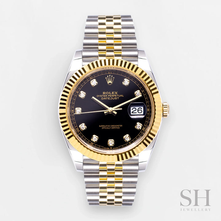 Rolex Datejust41 41mm Steel/YG Black Dial Diamond Markers 2025 Ref m126333-0006 (#928)