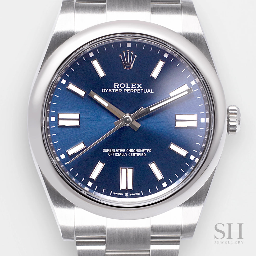 Rolex Oyster Perpetual41 41mm Steel Blue Dial Stick Markers 2025 Ref m124300-0003 (#897)