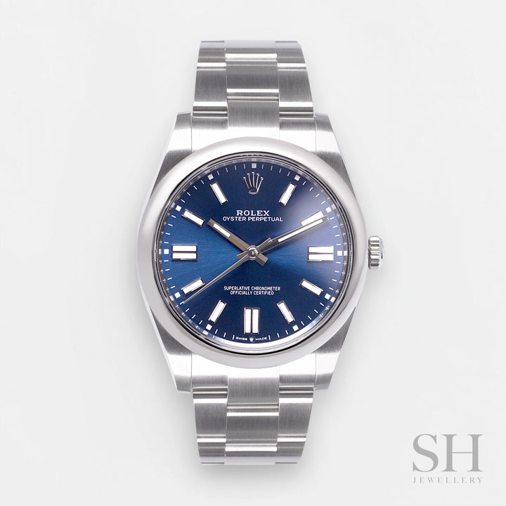 Rolex Oyster Perpetual41 41mm Steel Blue Dial Stick Markers 2025 Ref m124300-0003 (#897)