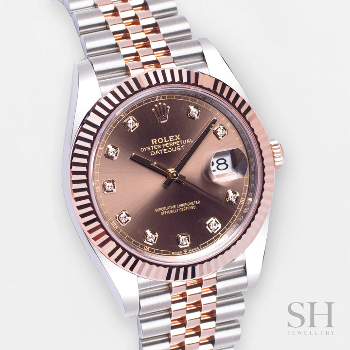 Rolex Datejust41 41mm Steel/RG Chocolate Dial Diamond Markers 2023 Ref m126331-0004 (#474)