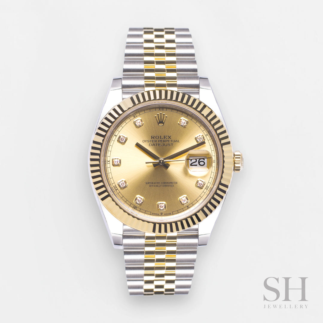 Rolex Datejust41 41mm Steel/YG Champagne Dial Diamond Markers 2023 Ref m126333-0012 (#479)