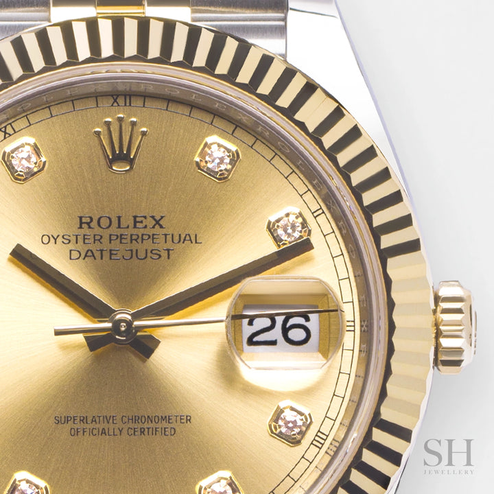 Rolex Datejust41 41mm Steel/YG Champagne Dial Diamond Markers 2023 Ref m126333-0012 (#479)
