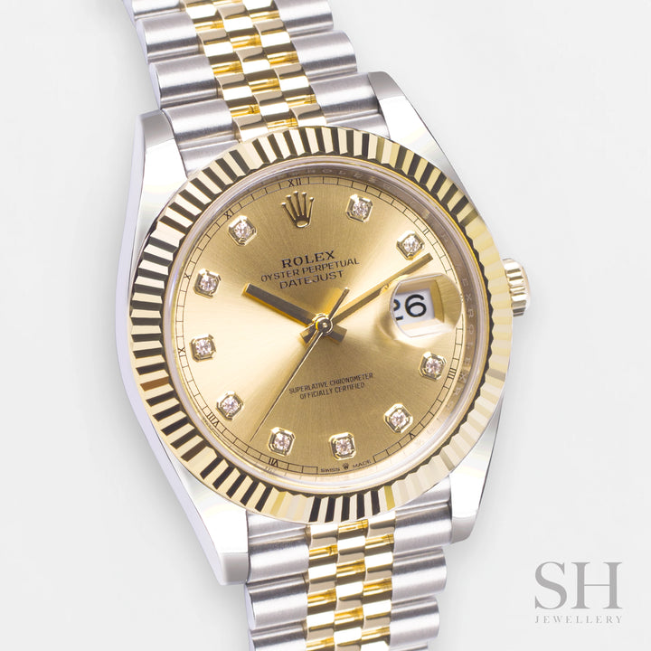 Rolex Datejust41 41mm Steel/YG Champagne Dial Diamond Markers 2023 Ref m126333-0012 (#479)