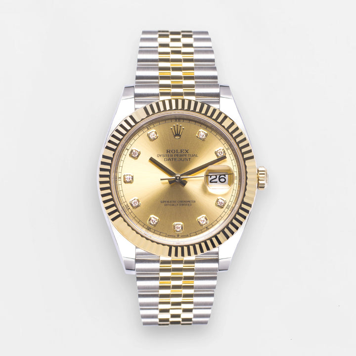 Rolex Datejust41 41mm Steel/YG Champagne Dial Diamond Markers 2024 Ref m126333-0012 (#646)