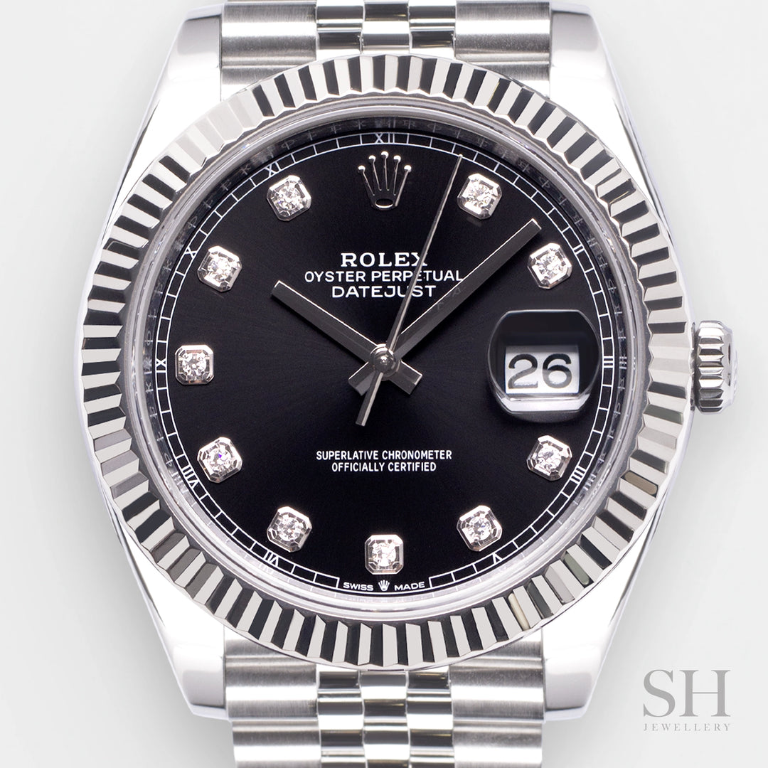 Rolex Datejust41 41mm Steel/WG Black Dial Diamond Markers 2023 Ref m126334-0012 (#535)