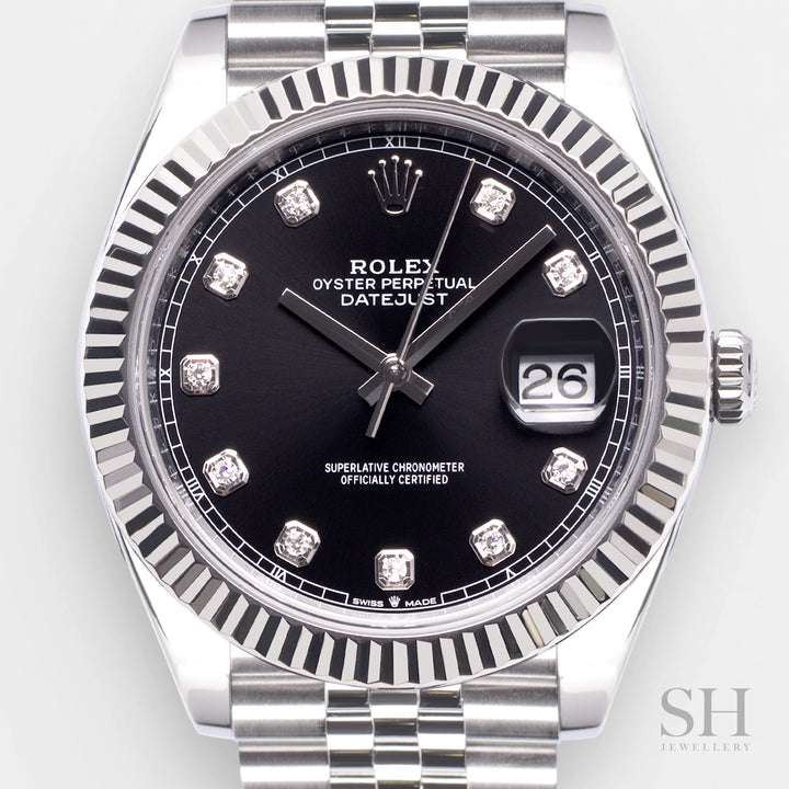 Rolex Datejust41 41mm Steel/WG Black Dial Diamond Markers 2023 Ref m126334-0012 (#535)