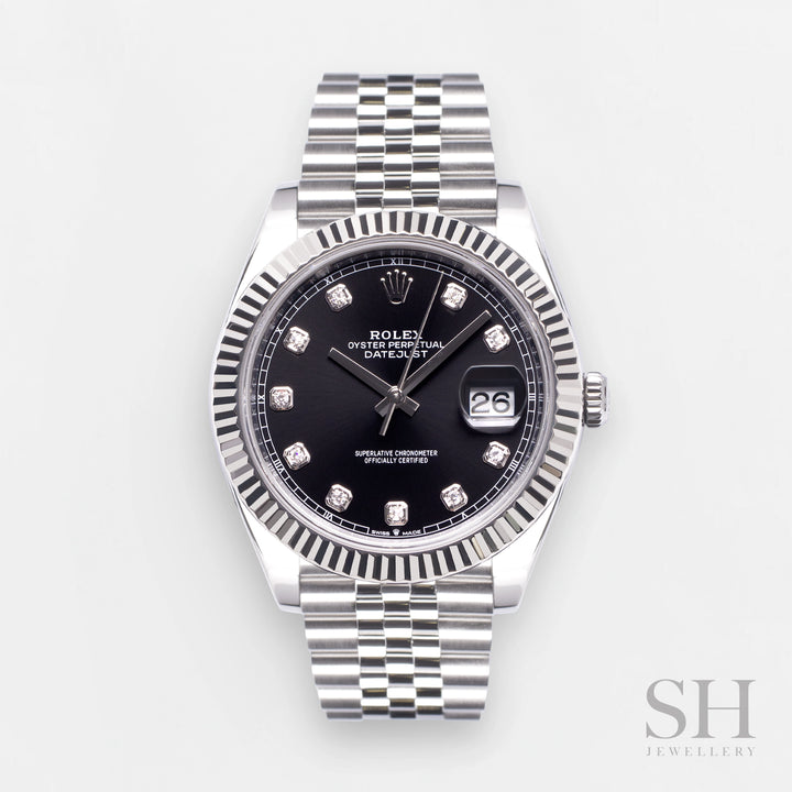 Rolex Datejust41 41mm Steel/WG Black Dial Diamond Markers 2025 Ref m126334-0012 (#1047)
