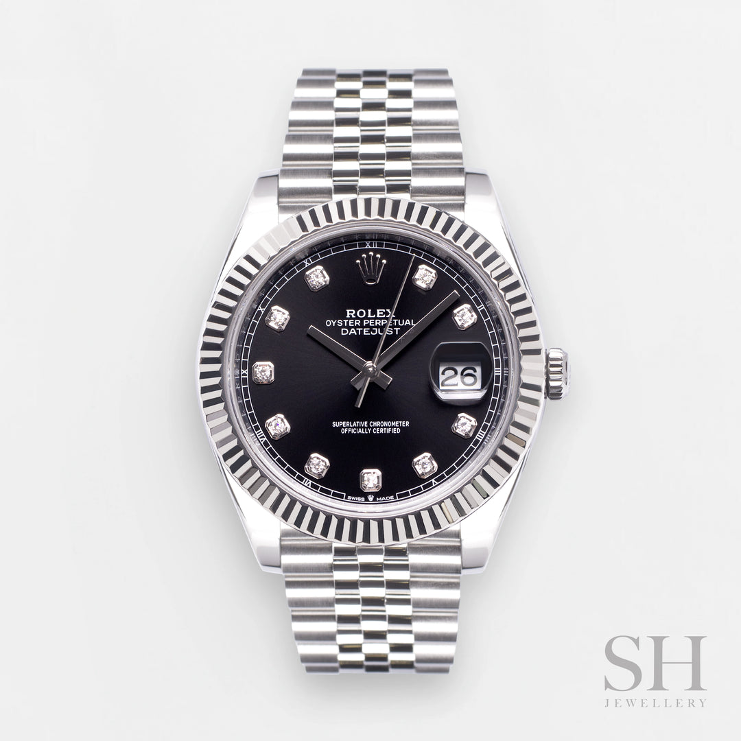 Rolex Datejust41 41mm Steel/WG Black Dial Diamond Markers 2025 Ref m126334-0012 (#1048)