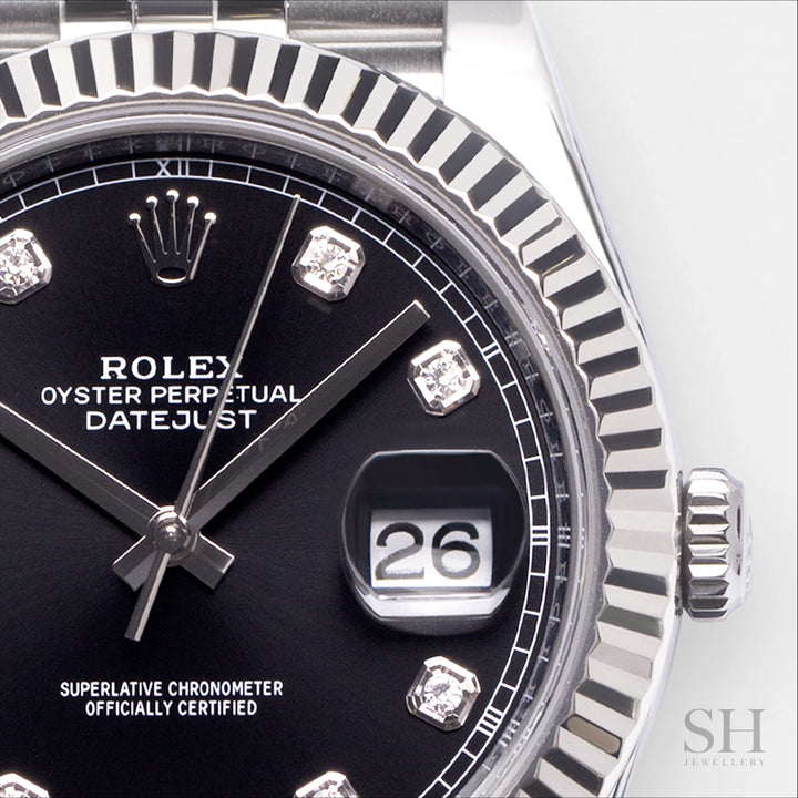 Rolex Datejust41 41mm Steel/WG Black Dial Diamond Markers 2023 Ref m126334-0012 (#535)
