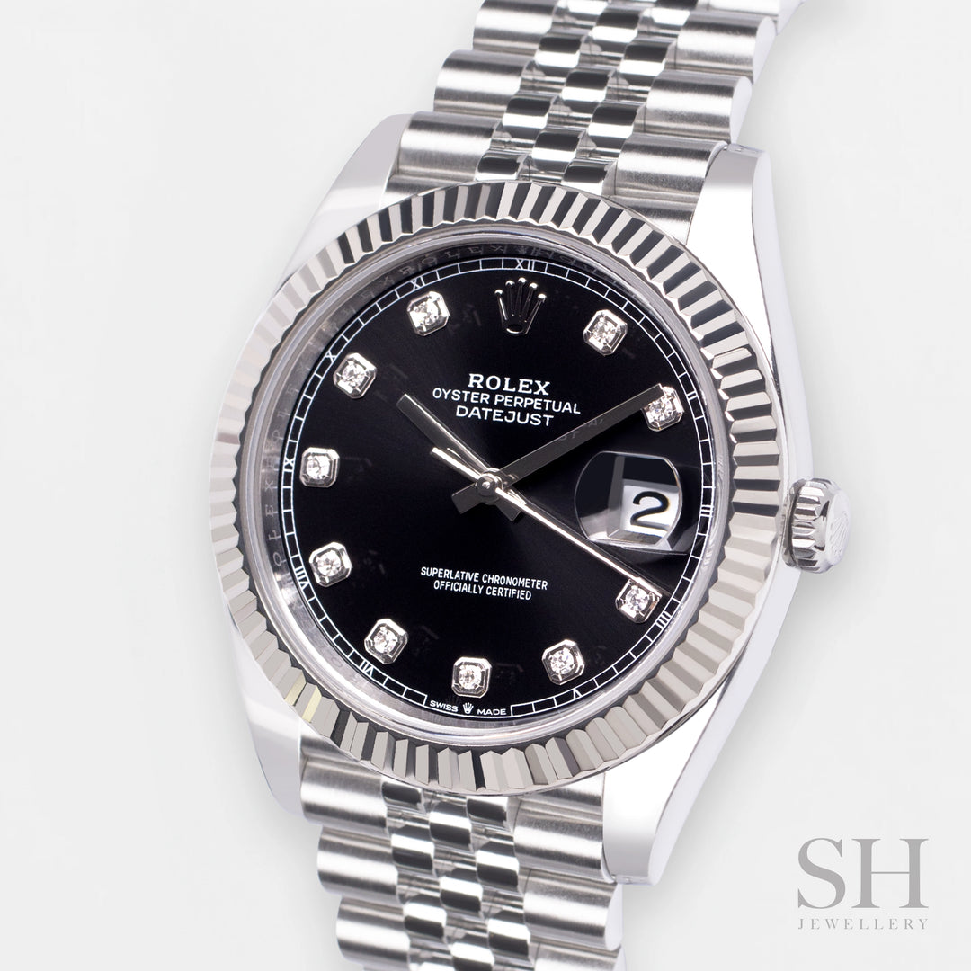Rolex Datejust41 41mm Steel/WG Black Dial Diamond Markers 2025 Ref m126334-0012 (#1048)