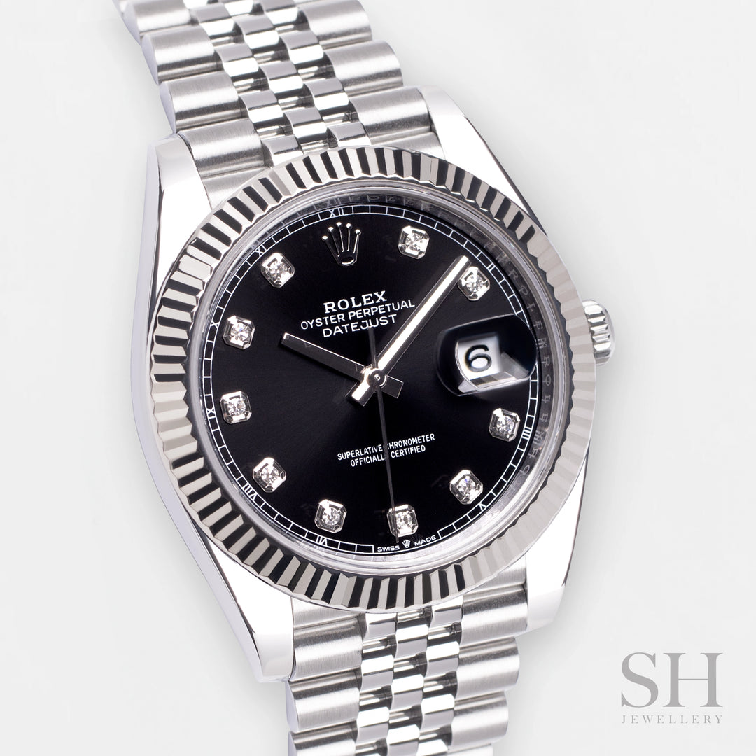 Rolex Datejust41 41mm Steel/WG Black Dial Diamond Markers 2025 Ref m126334-0012 (#1048)